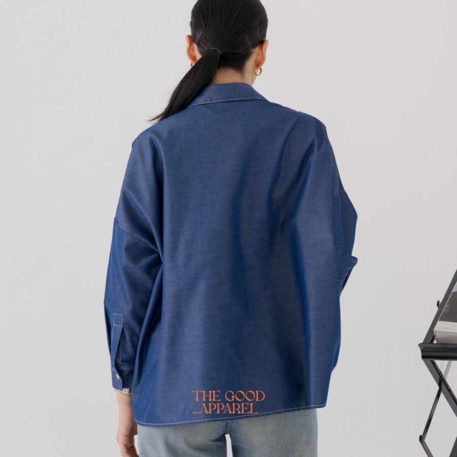 Mashiro Denim Long Sleeve Blouse - Image 2