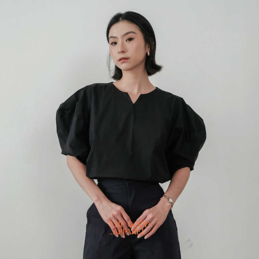 Estee Balloon Sleeve Poplin Blouse - Image 2